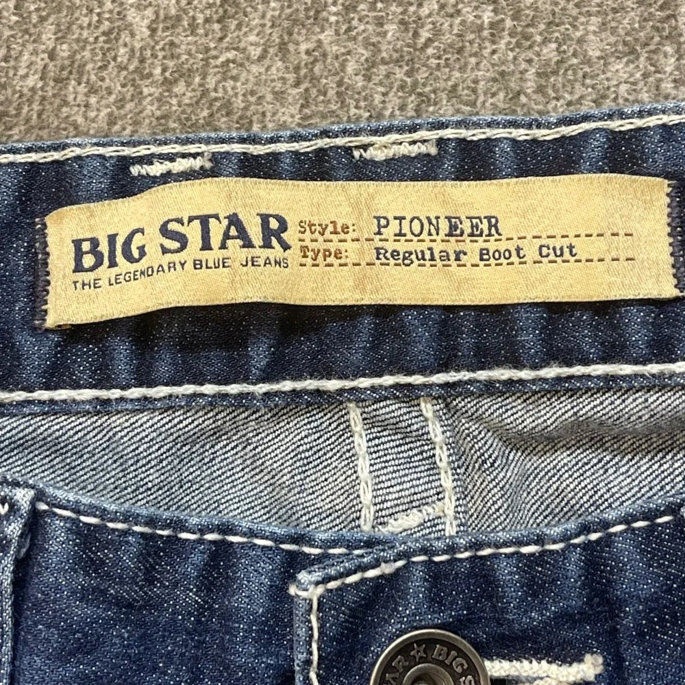 Big Star Pioneer‎ Regular Boot Cut Jeans Mens 33R Dark Wash Buckle Exclusive